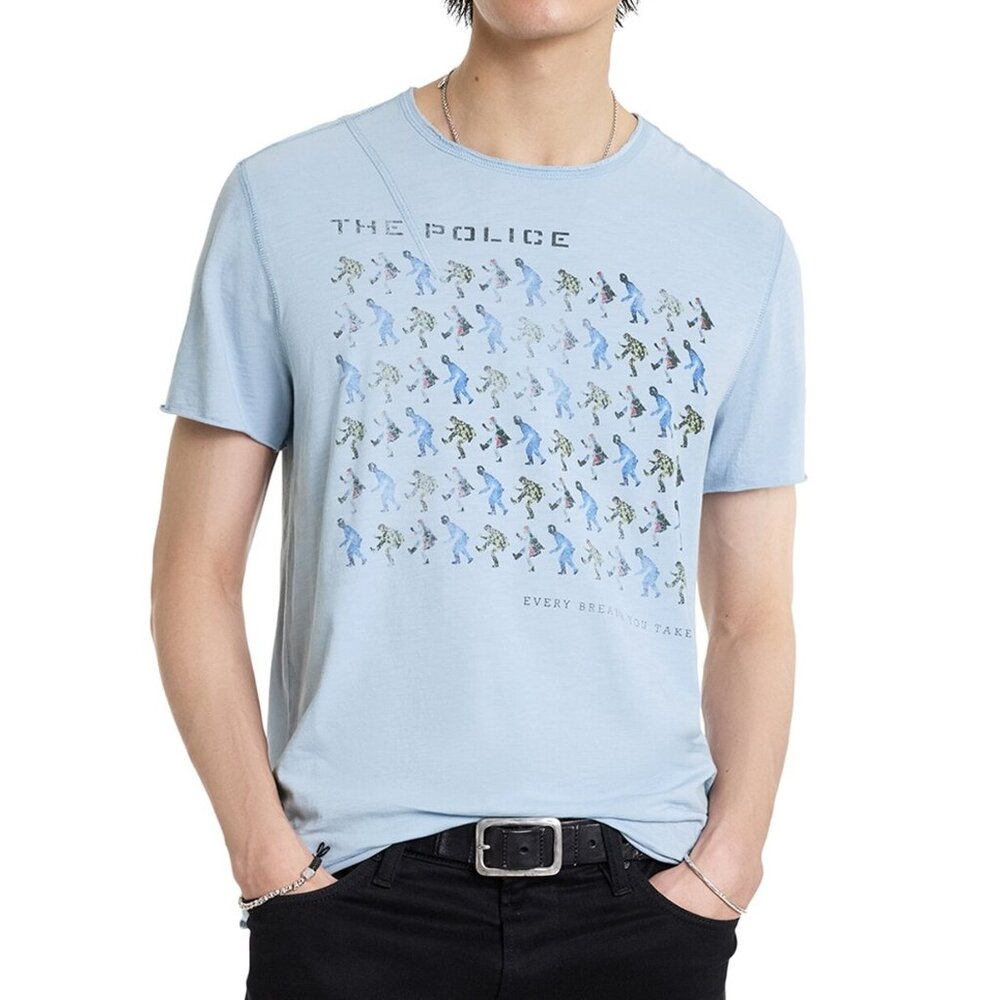 John Varvatos Mens Size 2XL Vapor Grey The Police Album Graphic Crew Tee NWT 168